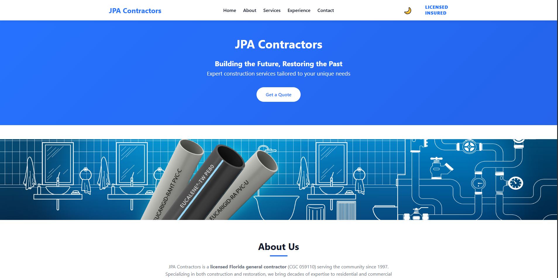 JPA Contractors Website Preview